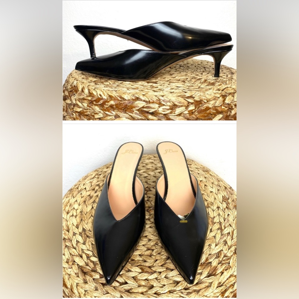 J. Crew Sophia kitten black pointed patent heels